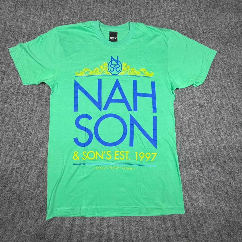 Only NY Nah Son & Sons Est 1997 Graphic T-Shirt Men Medium Green Streetwear NWOT